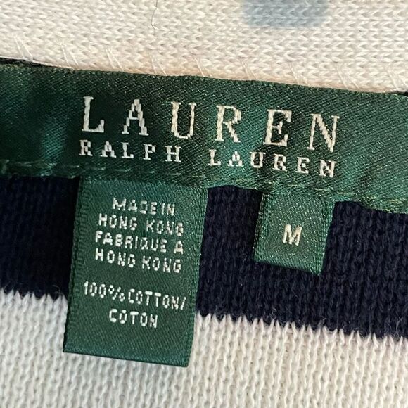 Lauren Ralph Lauren Blue White Nautical Button Front Knitted Cardigan Size M - Picture 6 of 8
